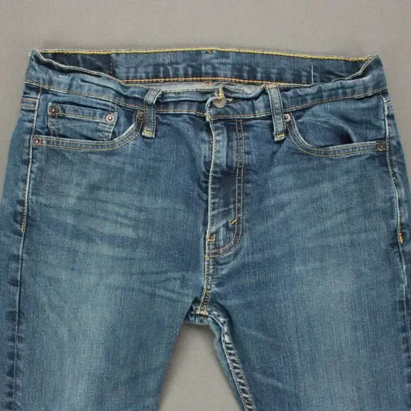 Levis 513 Jeans Mens 33x30 Blue Denim Slim Straight Medium Wash Actual 32x27 - Picture 2 of 11